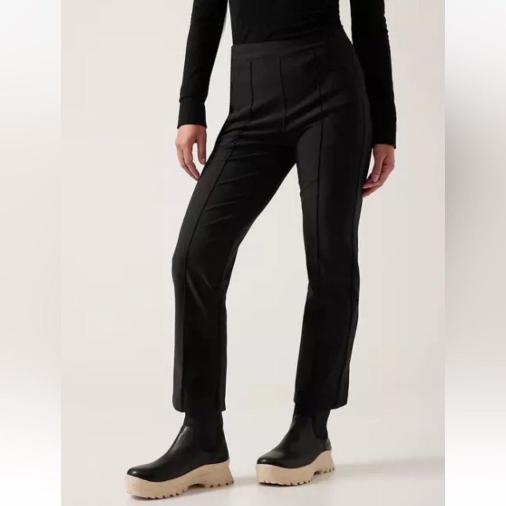 Athleta Black Brooklyn Ankle Pants Mid Rise Pull On Commuter Trousers 10 - Picture 1 of 9